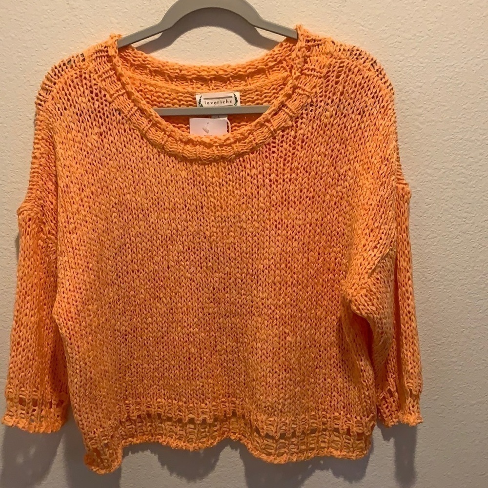 NWT love riche Mango Crop loose knit Sweater. L.